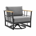 Armen Living Shari Outdoor Patio Swivel Glider Lounge Chair, Black 840254332546